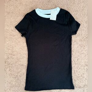 a new day Black and White Short Sleeve Rib Tee